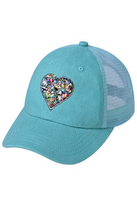 C.C Heart Stone Embellishment Baseball Cap-BAB-8039