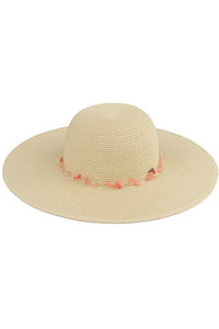 C.C Gem Stone String Trim  Straw Wide Brim Sunhat-STI-01
