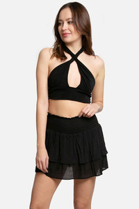 Solid Ruffle Tiered Mini Skort-SKT001