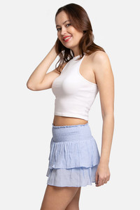 Solid Ruffle Tiered Mini Skort-SKT001