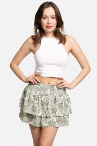 Leaves Ruffle Tiered Mini Skort-SKT008