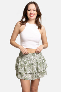 Leaves Ruffle Tiered Mini Skort-SKT008