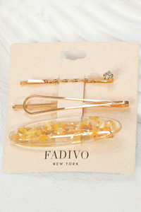 Yellow Assorted Hair Pins Set-CHW471