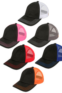 C.C Black with Color Mesh Baseball Cap-BA-2001
