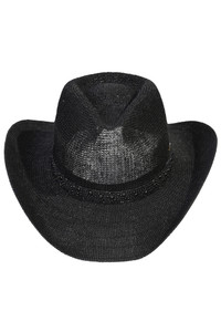 C.C Black Pearl Rhinestone Trim Cowboy Hat