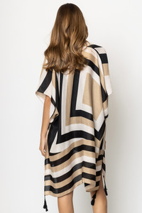 Abstract Print Tassel Kimono-WLK310126