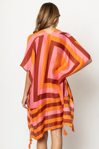 Abstract Print Tassel Kimono-WLK310126