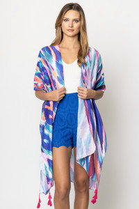 Sunrise Print Tassel Kimono