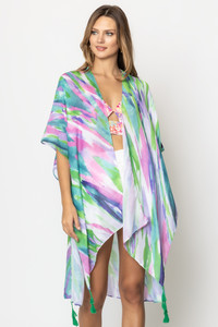 Sunrise Print Tassel Kimono