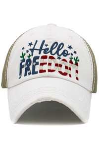 HELLO FREEDOM Vintage American Flag Theme Ballcap-KBV-1512