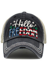 HELLO FREEDOM Vintage American Flag Theme Ballcap-KBV-1512