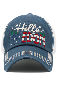 HELLO FREEDOM Vintage American Flag Theme Ballcap-KBV-1512