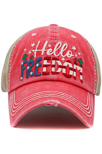 HELLO FREEDOM Vintage American Flag Theme Ballcap-KBV-1512