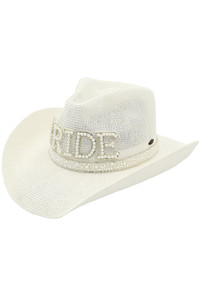 C.C Bride Pearl & Rhinestone Trim Cowboy Hat-CBC-02