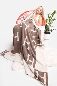 Luxury Soft H Print Throw Blanket-JCL1044