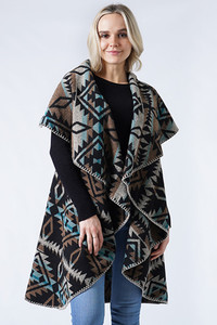 Western Reversible Round Shawl Vest-EVT10290