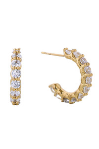 14K Dipped Post Hoop Cz Paved-SJE310480