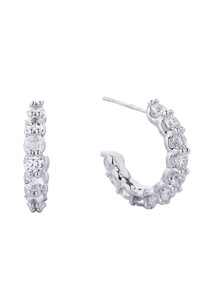 14K Dipped Post Hoop Cz Paved-SJE310480