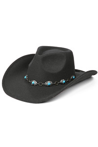 C.C Trim Band Vegan Felt Cowboy Hat-VCE0062