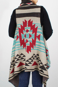 Aztec Pattern Western Knit Vest-EAVT9993