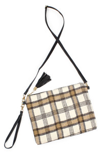Plaid Print Cross Body Clutch Bag-EBG10005-L