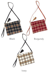 Plaid Print Cross Body Clutch Bag-EBG10005-L