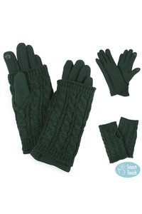 3 in 1 Cable Knit Gloves