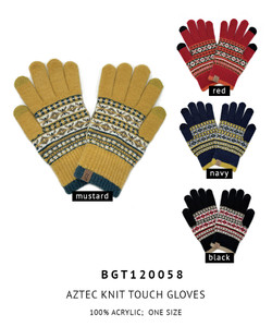 Aztec Knit Touch Gloves-BGT120058 (3pairs)