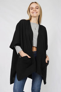 Solid Color Knit Vest with Pocket