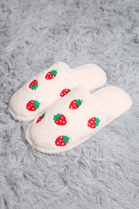 Comfy Graphic Embroidered Fuzzy Slipper