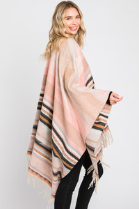 Aztec Pattern Fringe Ruana-MS0313