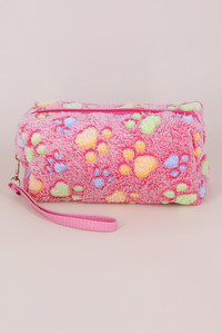 Faux Fur Paw Print Pouch Wristlet-MP0183