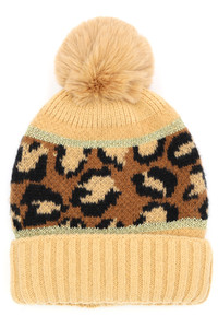 Leopard PomPom Beanie-MH0136