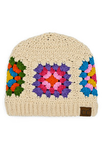 C.C Multi Color Crochet Beanie-HAT-7393