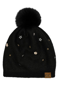 C.C Star Stud Pom Beanie-HTE0010