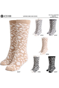 Leopard Knee-High Socks-JCS108 (6 pairs)