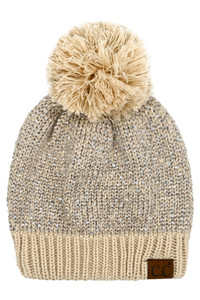 C.C Sequin Cuff Pom Beanie-HTE0034