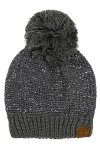 C.C Sequin Cuff Pom Beanie-HTE0034