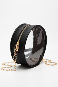 Solid Color Trim Clear Round Stadium Concert Crossbody Bag