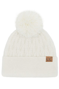 C.C Lurex Cable Pom Beanie-HTE0019