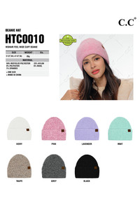 C.C Mohair Feel Wide Cuff Beanie-HTC0010