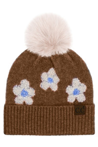 C.C Daisy Pattern Pom Beanie Winter Hat