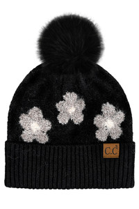 C.C Daisy Pattern Pom Beanie Winter Hat