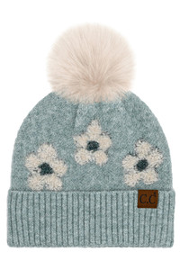 C.C Daisy Pattern Pom Beanie Winter Hat