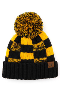 C.C Buffalo Check Beanie with Pom-HAT-58
