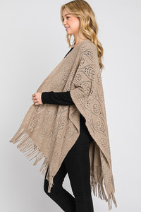 Paisley Pattern Fringe Ruana-MS0321