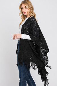 Paisley Pattern Fringe Ruana-MS0321