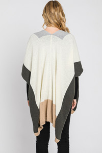 Soft Color Blocked Ruana-MS0325