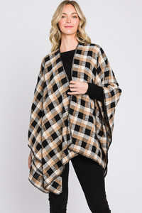 Plaid Pattern Ruana-MS0334