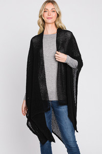 Solid Chenille Crochet Ruana-MS0315